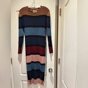 Dolan Multicolor Striped Long Sleeve Dress